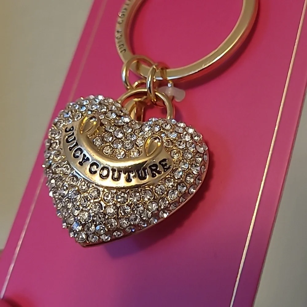 Juicy Couture Sparkling Gold Heart Keychain